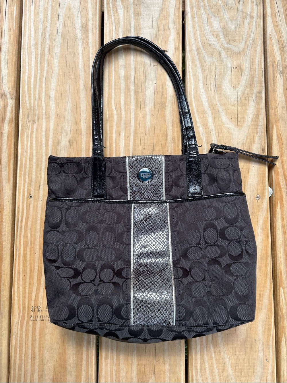 Coach Signature Python Stripe Black Purse